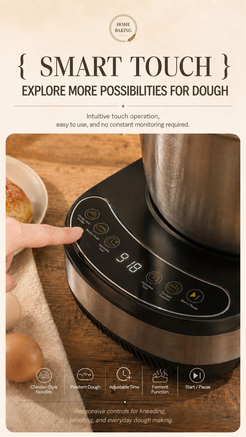 Automatic 5L dough mixer with fermentation function
