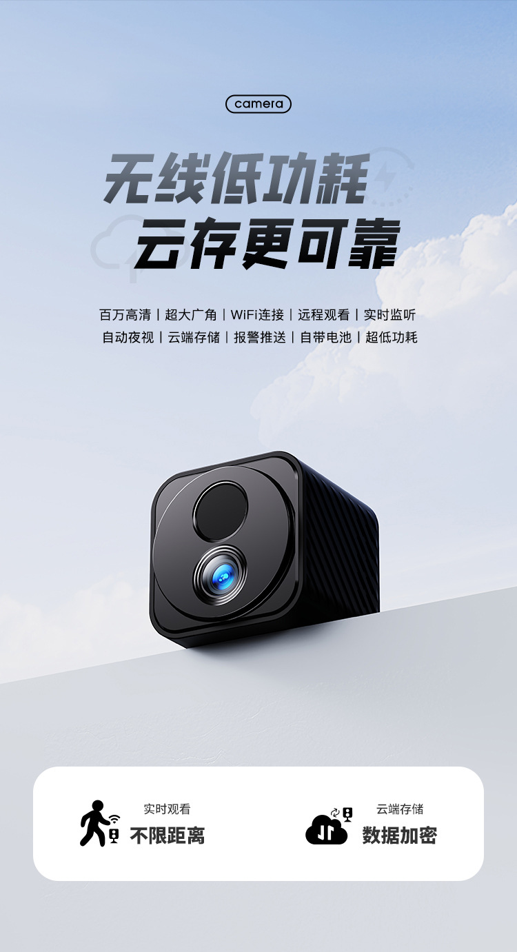 Low-Power WiFi Camera Compact Night Vision Bluetooth Network