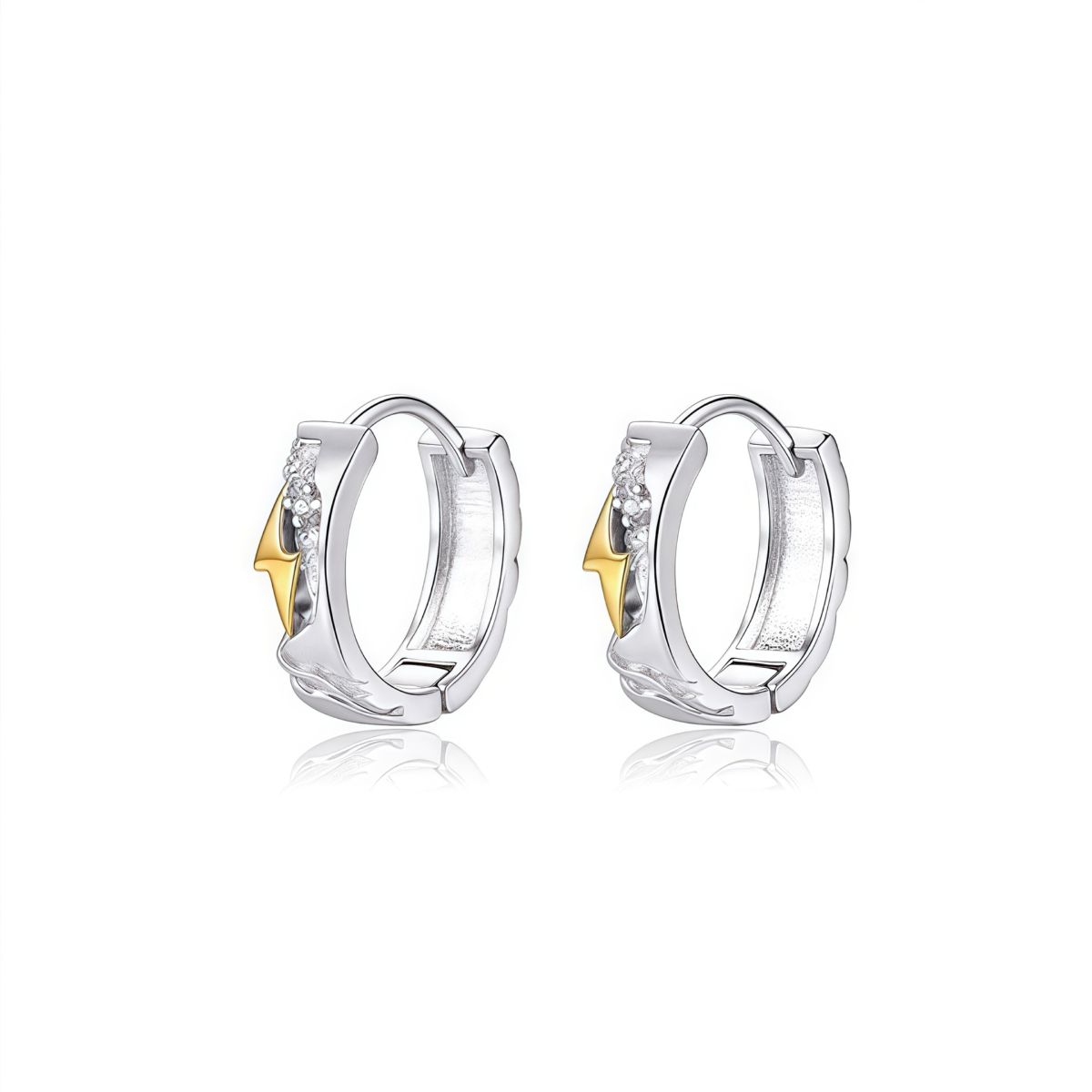 S999 sterling silver men's lightning earring