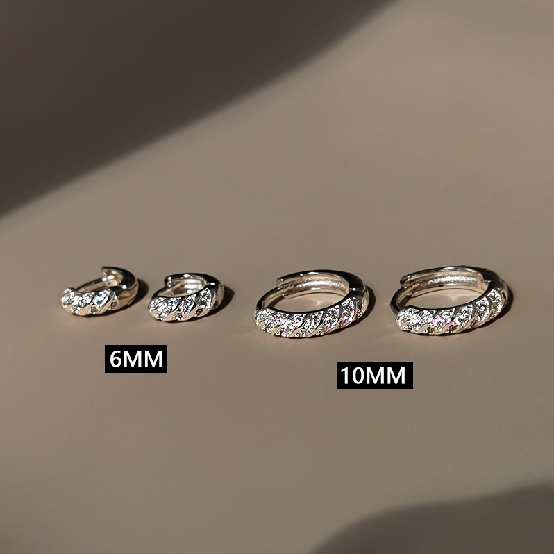 Diamond earrings, silver, luxury design, women's pierced earrings