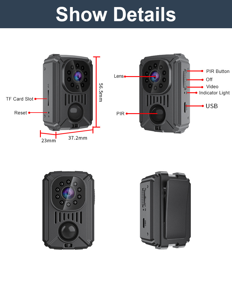 MD31 MD29 1080P camera with PIR sensor night vision