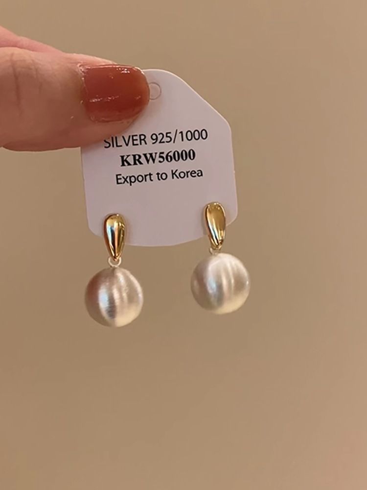 轻奢高级感金属亮面圆球耳环耳扣女气质方圆脸显瘦耳圈复古耳饰