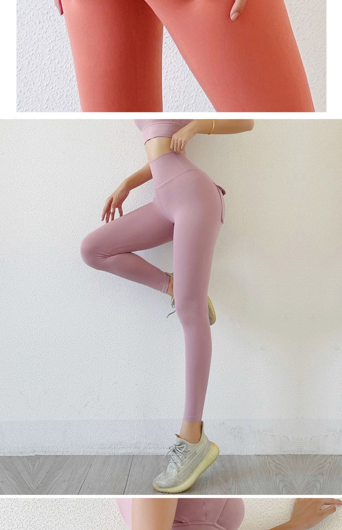 运动长裤带口袋跑步健身裤女高腰提臀工装弹力紧身翘臀瑜伽裤春夏
