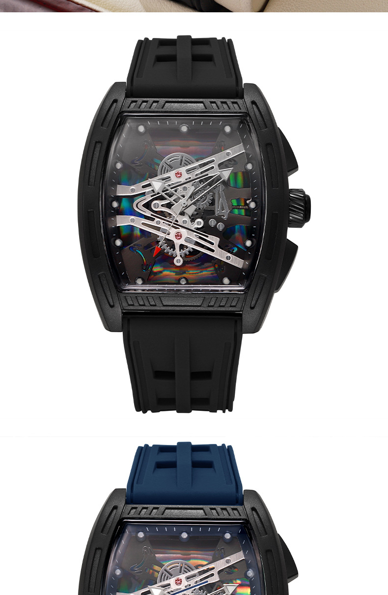 Richard hollow design men's quartz watch silicone strap