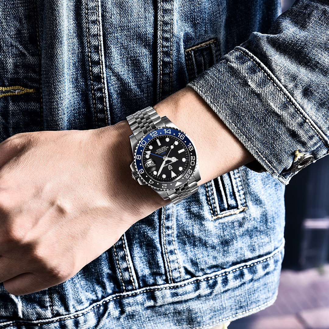 PAGANI DESIGN PD-1662 Herren-Automatikuhr, GMT, Leuchtkalender