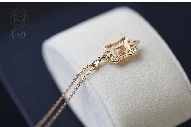 Natural citrine S925 sterling silver necklace with 18K gold pendant