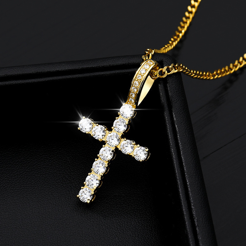 Hip-hop cross necklace men, zircon stone