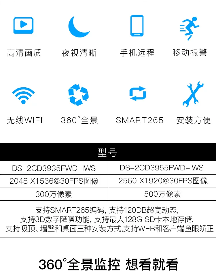 Hikvision 5-Megapixel-POE-Fisheye-Panoramakamera DS-2XA3956F-IS