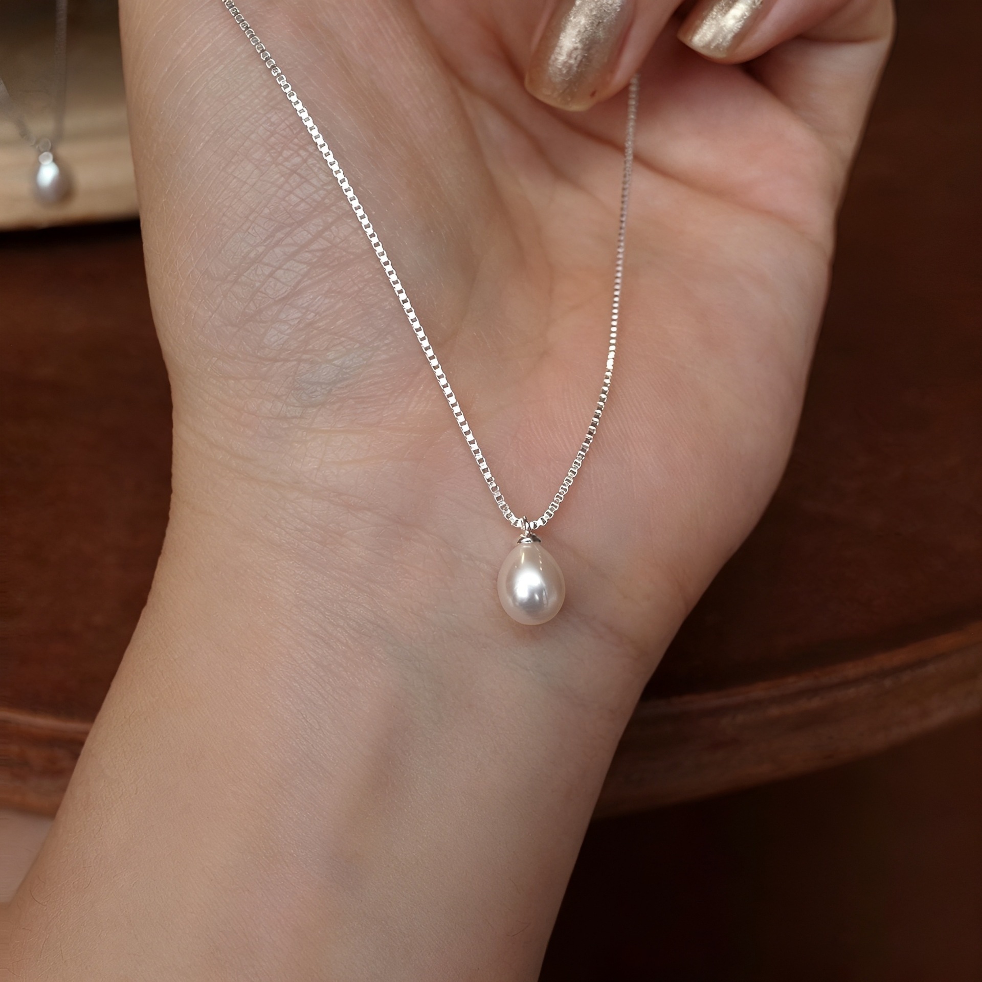 S925 sterling silver freshwater pearl necklace