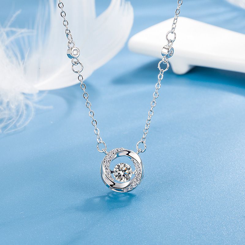 S999 silver Möbius ring heartbeat pendant niche design