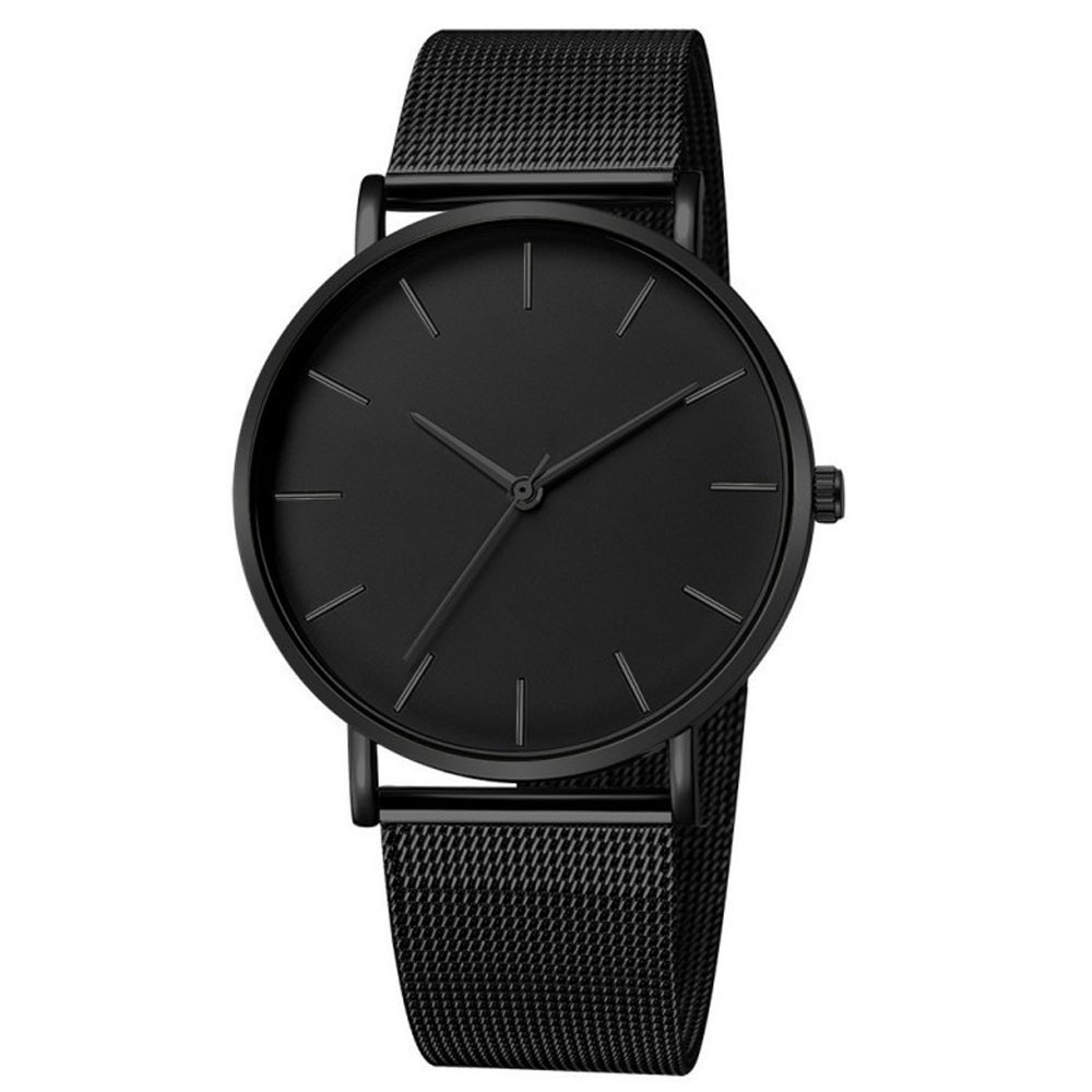 Men's quartz watch with mesh band, minimalist design