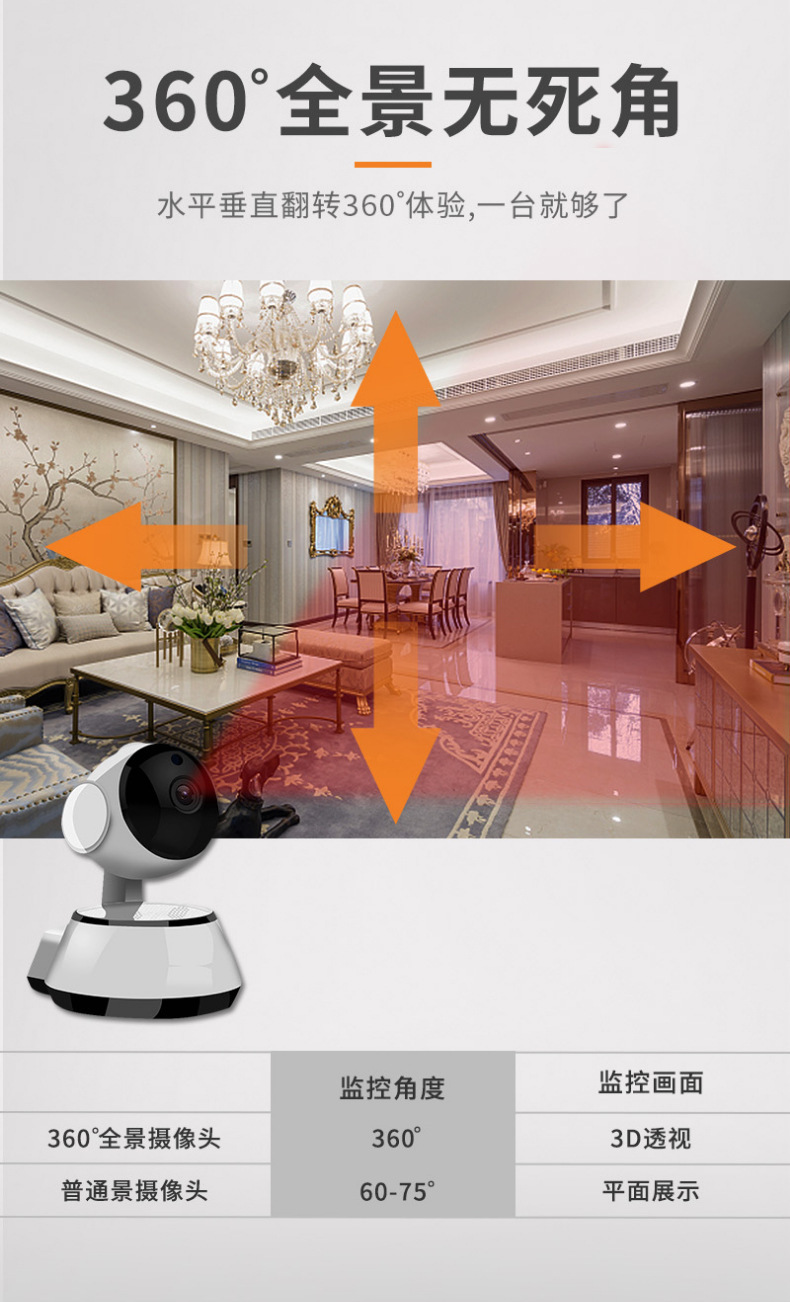 IP-Kamera Q6, kabellos WLAN, 360-Grad-Überwachung
