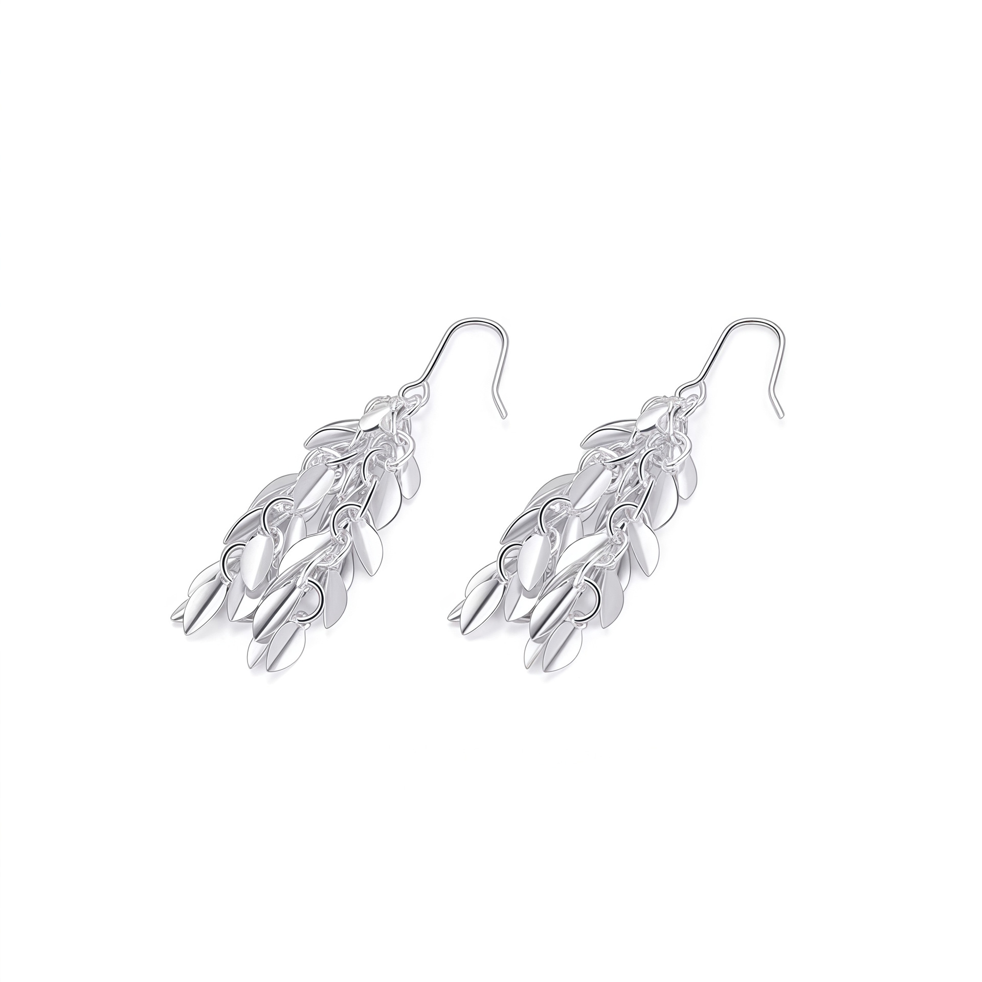 S925 Sterling Silver Shimmering Tassel Drop Earrings