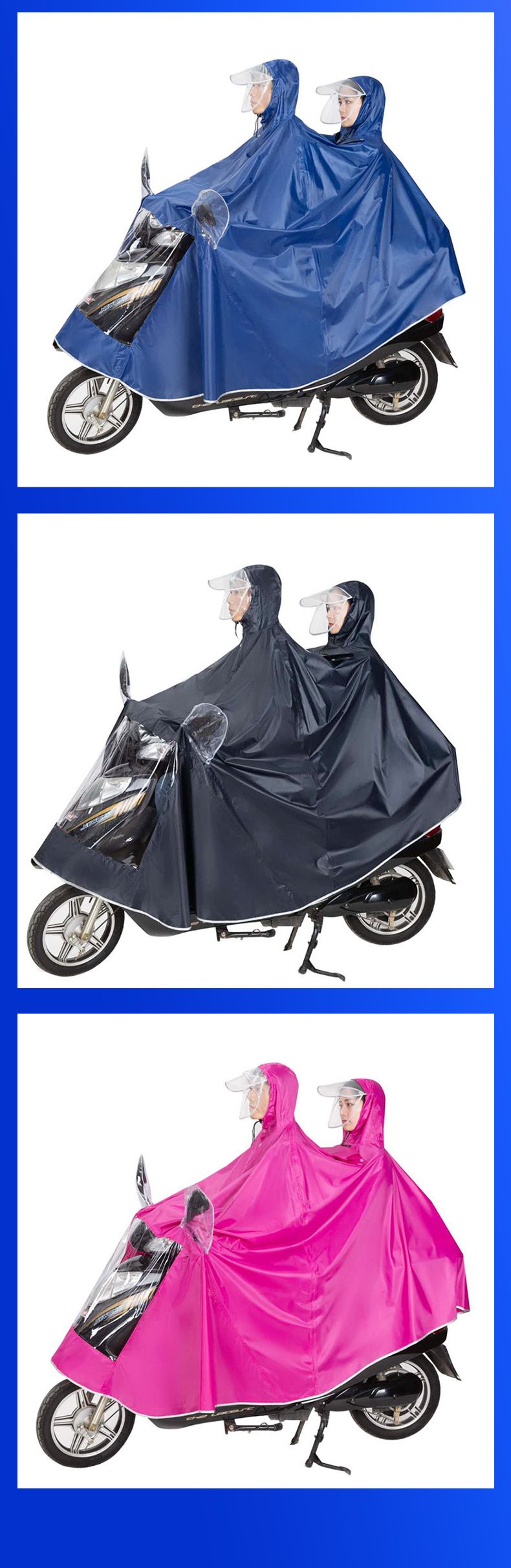Oxford-Stoff-Regenjacke für Elektrofahrzeuge, Ein-/Zweisitzer, mit Kapuze