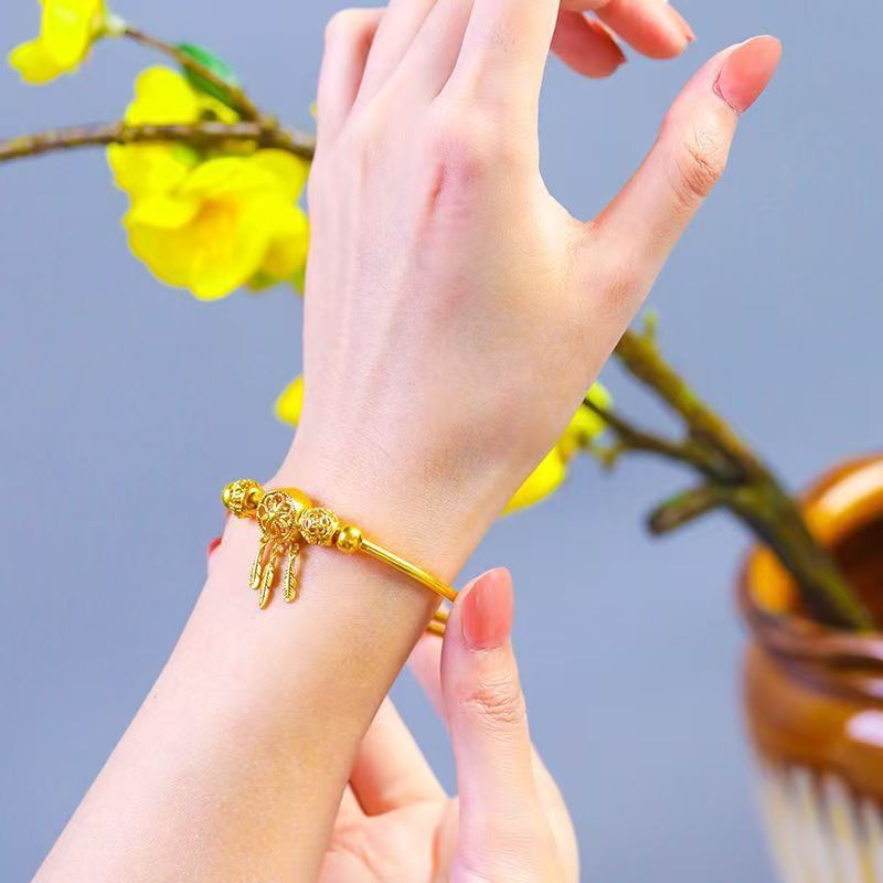 Dream catcher bracelet, sand gold, push-pull closure