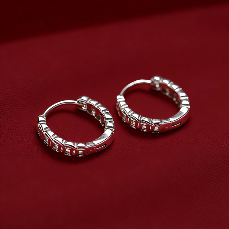 999 silver lucky coin earrings, hollow design premium quality