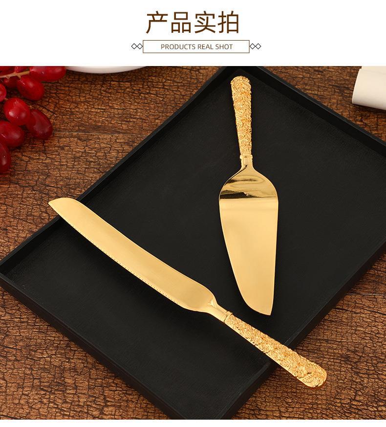 Pasta kesme bıçağı ve kürek seti altın tasarım