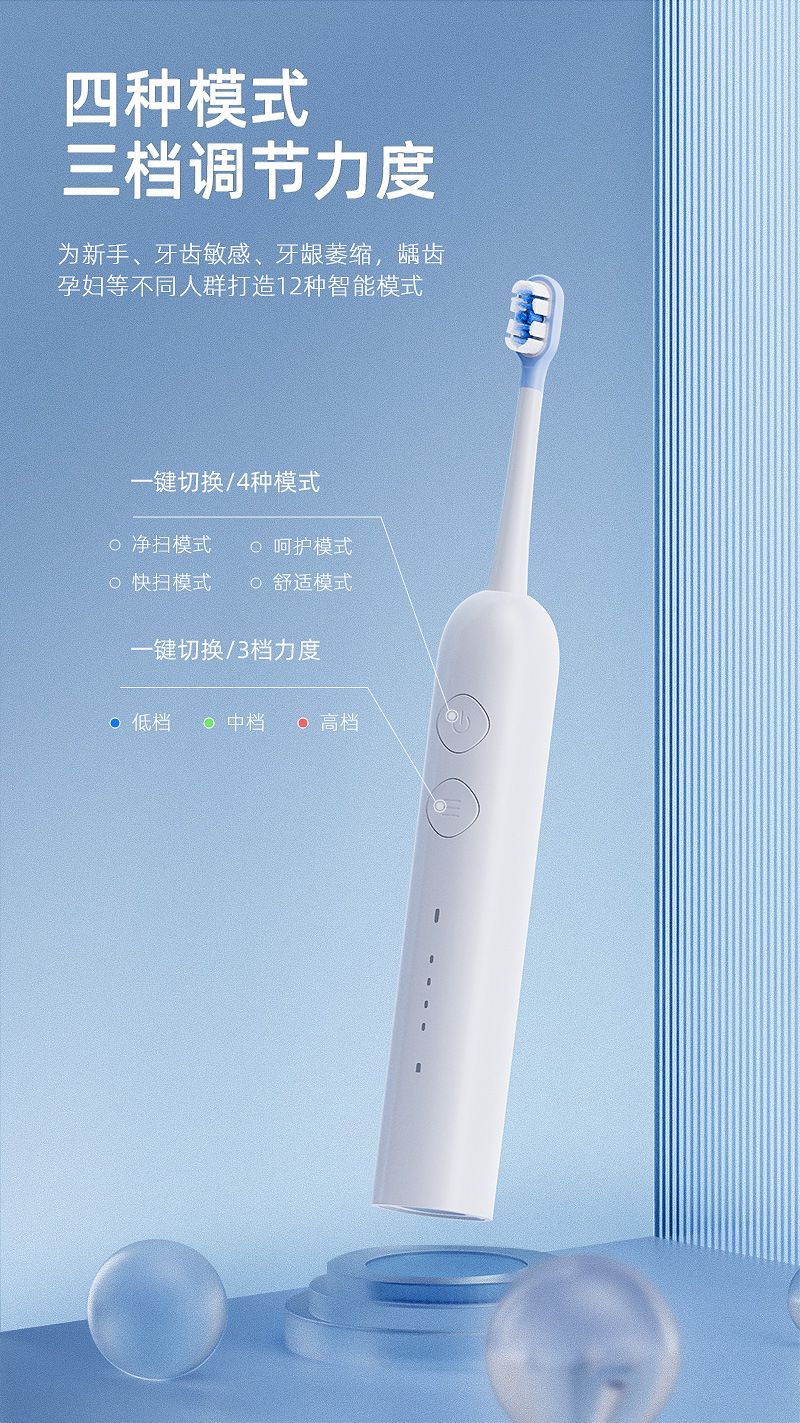 Electric toothbrush, rechargeable, smart sonic, soft bristles