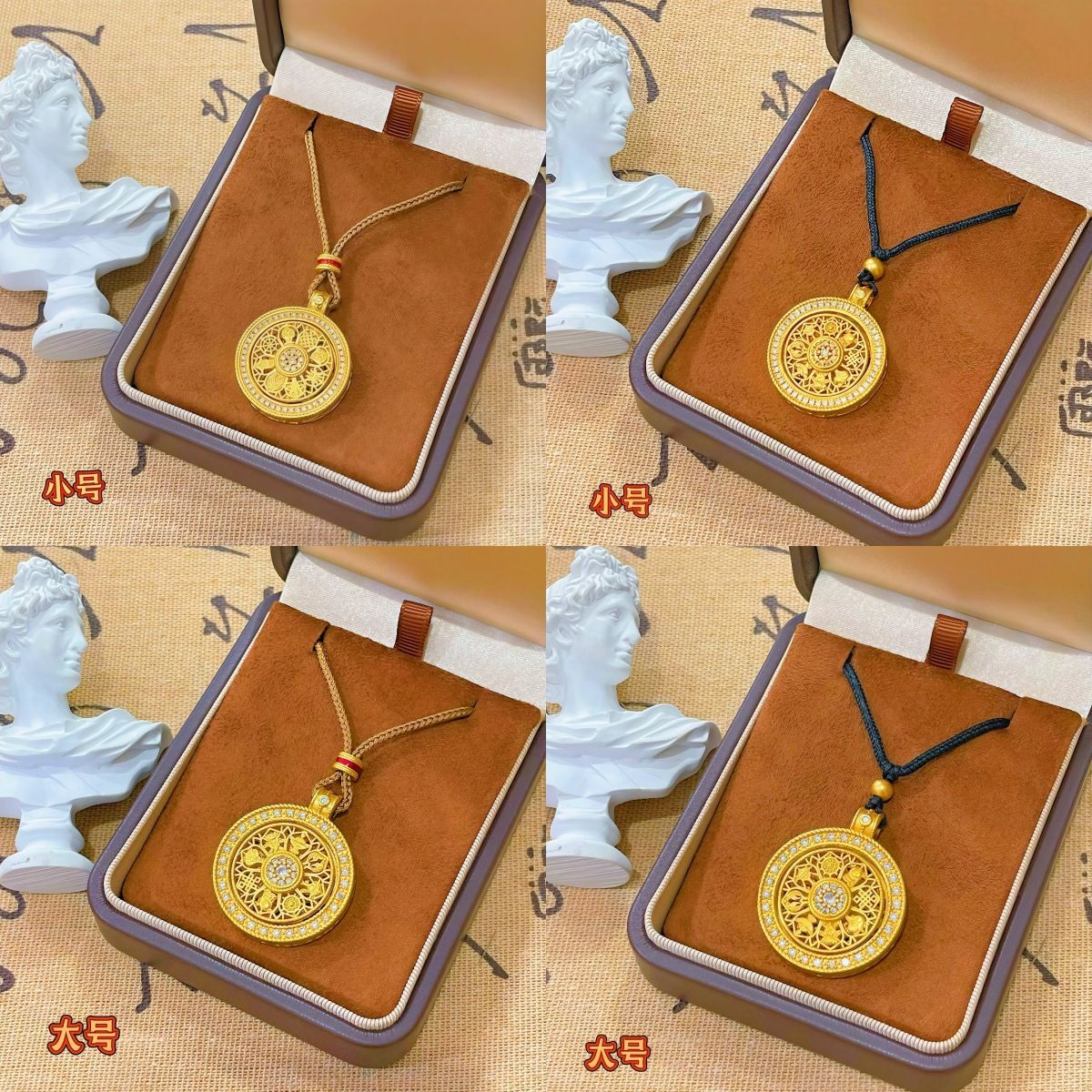 Vietnamese gold compass pendant rotatable women necklace