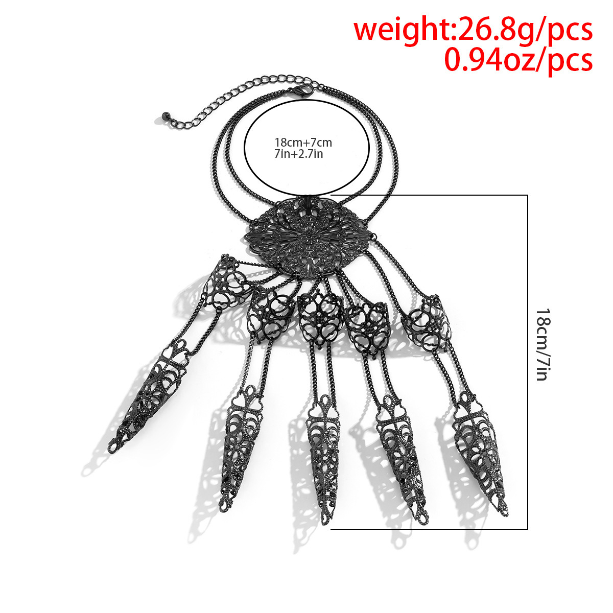 Gotik-Kettenfingerarmband Damen mit Ziernieten
