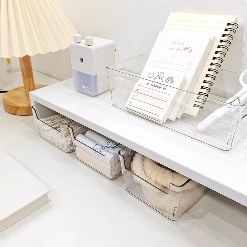 Acrylic desktop storage box, transparent, for cosmetics and skincare