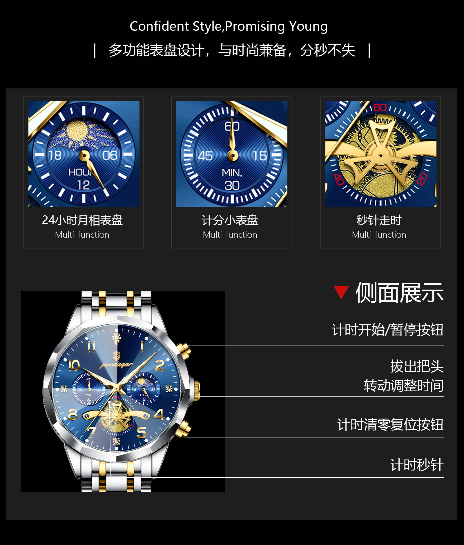 Herrenuhr, wasserdicht, Quarz, modernes Design