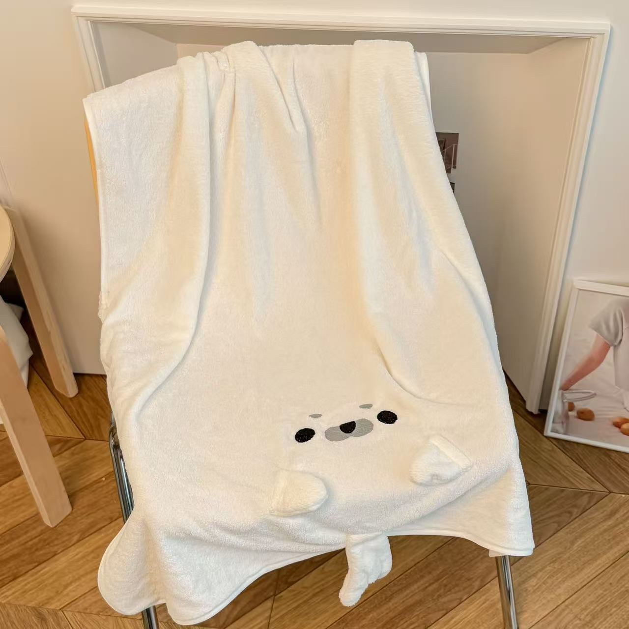 Seal-print bath towel set, 3-piece
