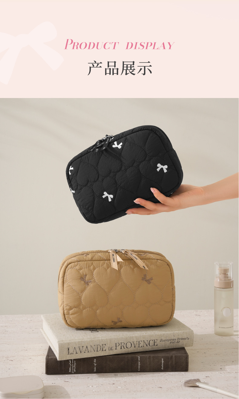 Portable makeup bag with butterfly bow design