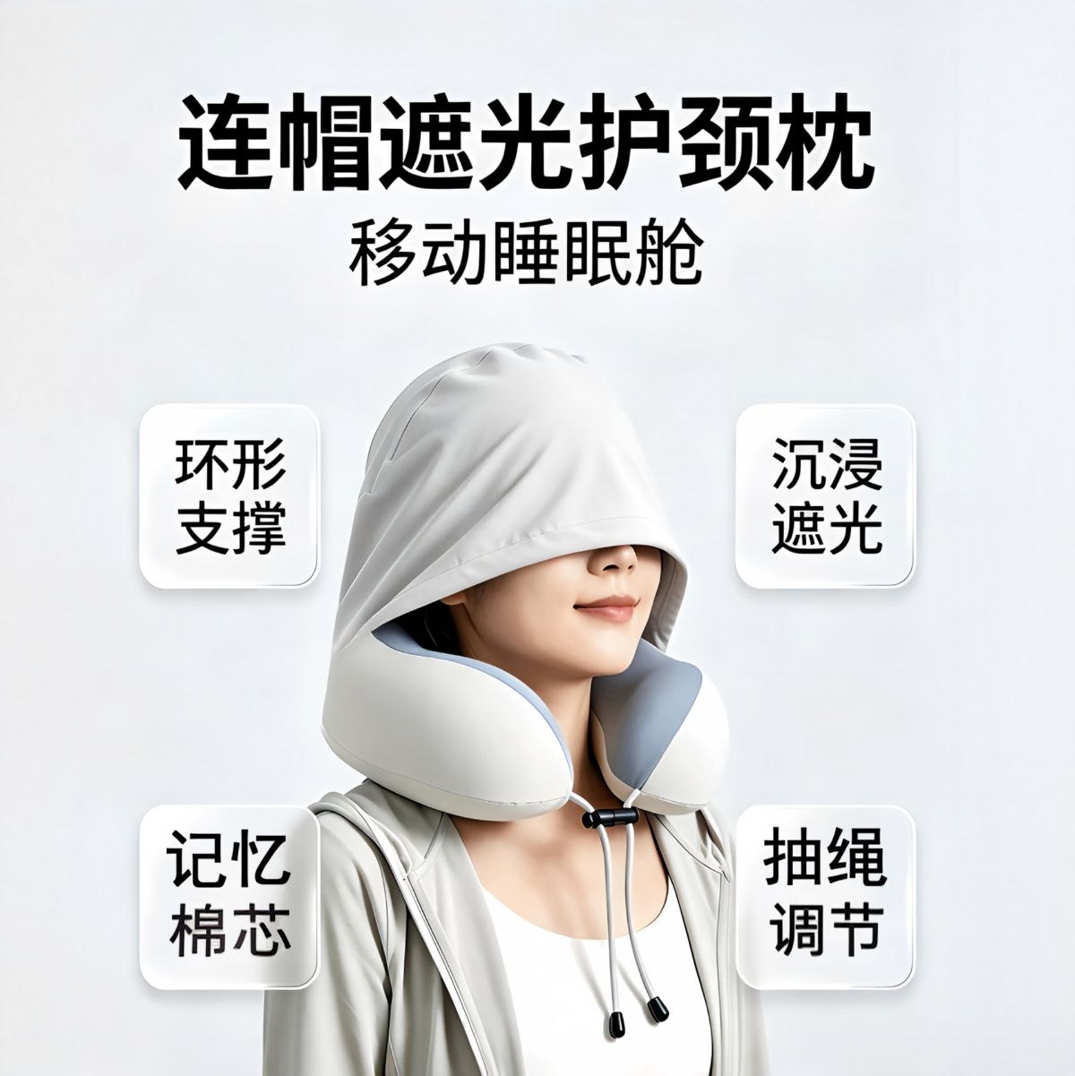 U-shaped memory foam neck pillow for travel