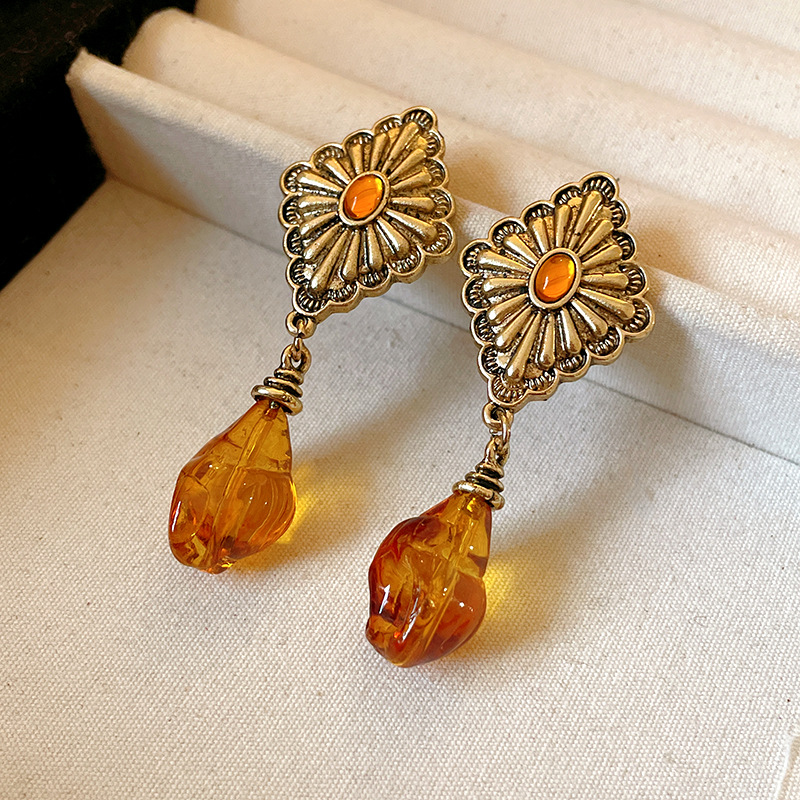Vintage Silber Geometrie-Diamant-Ohrringe, retro, Hofstil