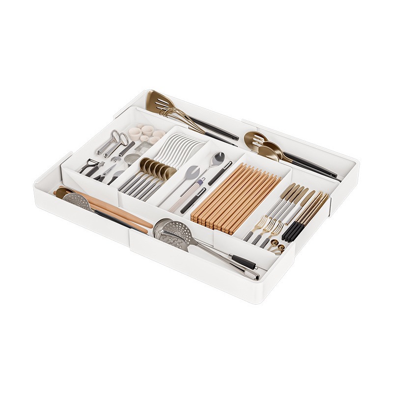 厨房橱柜抽屉收纳盒内置分格盒餐具筷子勺子保鲜膜可伸缩整理盒子