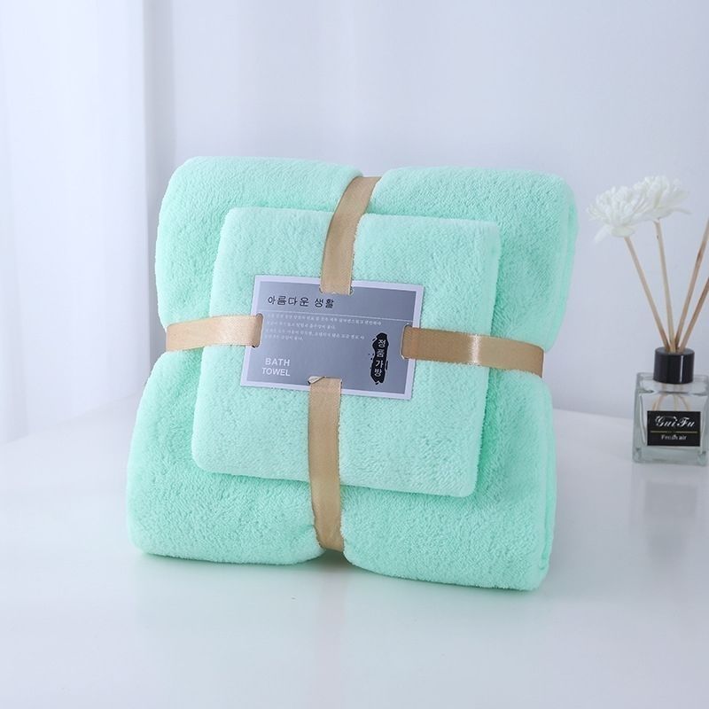 Mercan kadife banyo havlı seti, 2 parça, emici ve yumuşak