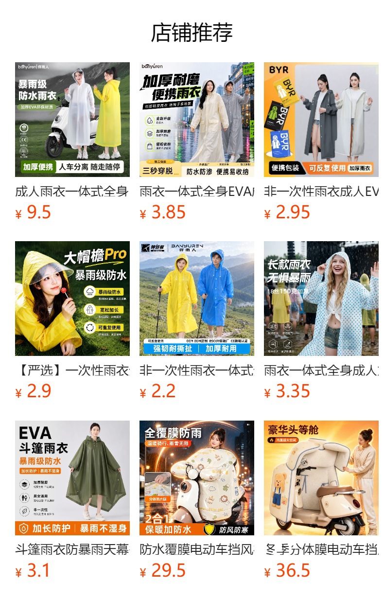 Reusable long raincoat, heavy rain protection