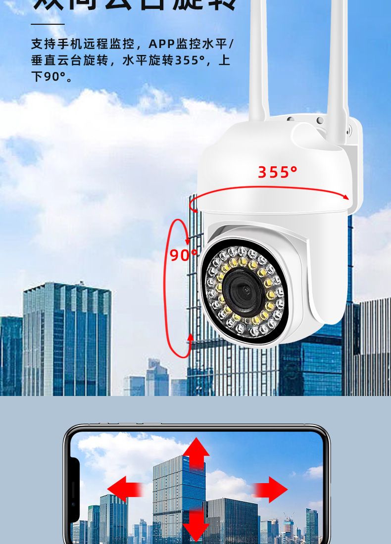 A36 kamera, 1.5 inç, HD, açık alan, WiFi, su geçirmez