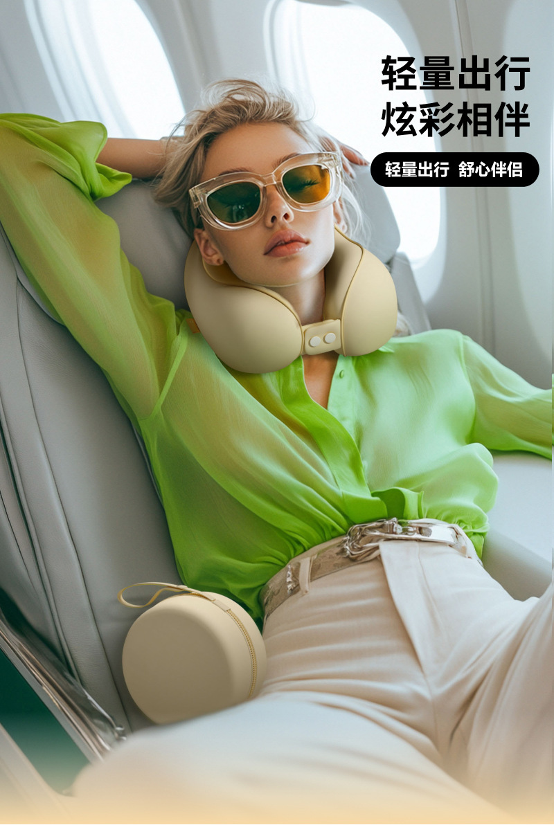 Memory foam U-shaped travel pillow for neck support