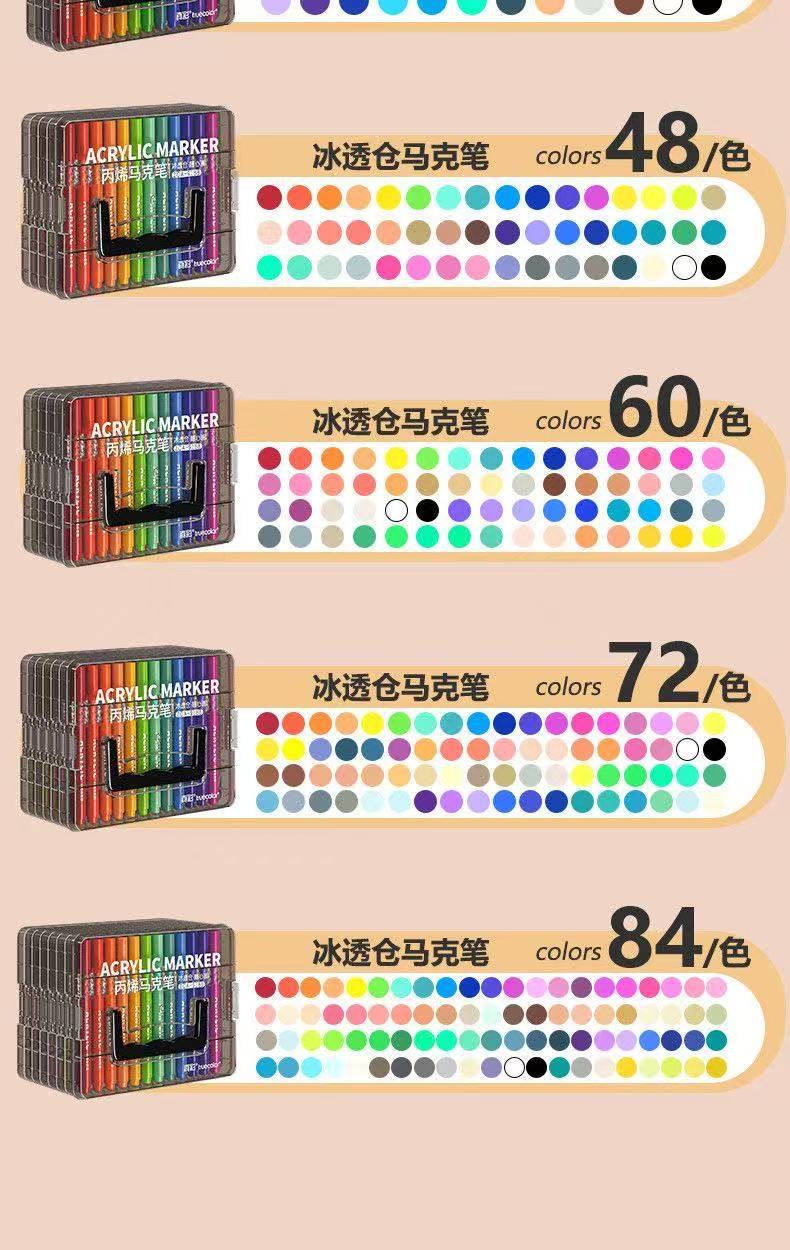 Acrylic marker pen set, soft tip, washable, art paint