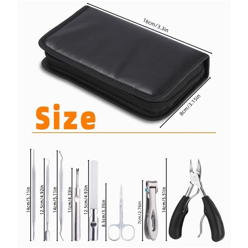 Stainless steel nail clipper set, 8-piece, ingrown toenail pedicure