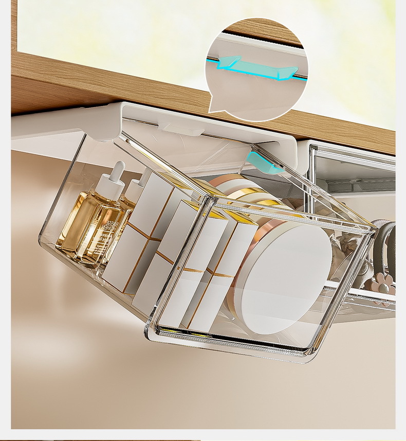 Schublade unter Spiegelschrank, transparenter Kosmetik-Organizer