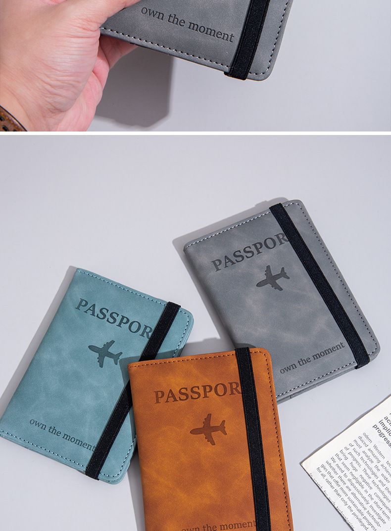 PU leather passport card holder, multi-card travel case