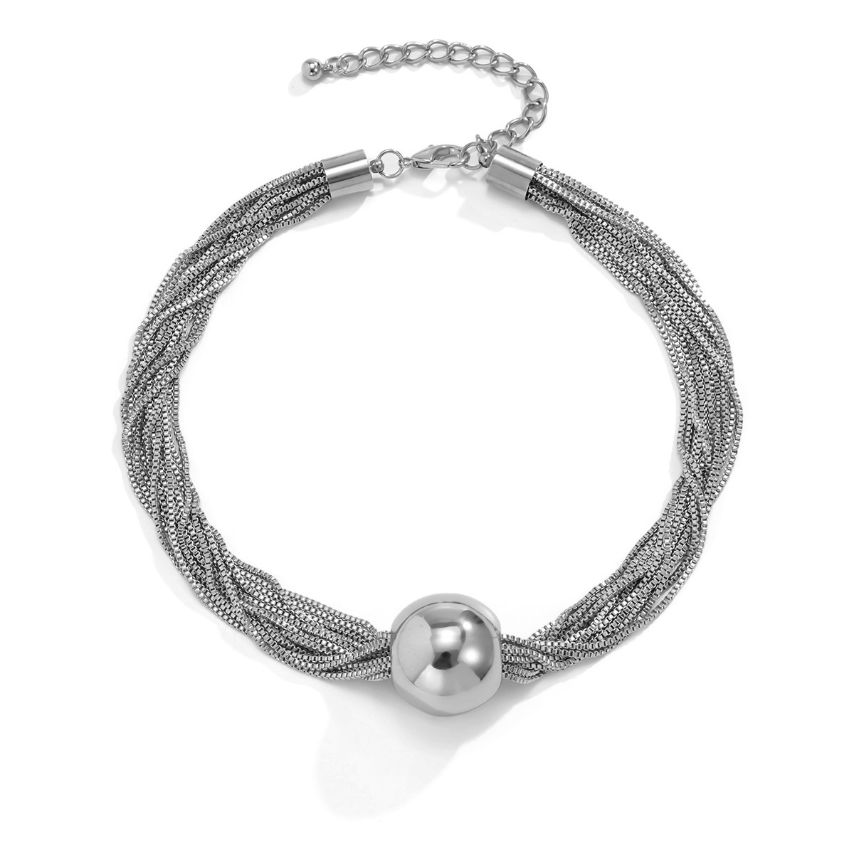 Multi-layer chain pendant necklace with spherical design