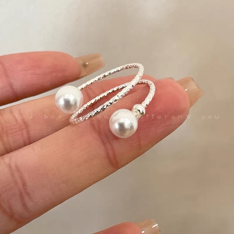 Damen-Verstellbarer Ring mit Perlensplitter