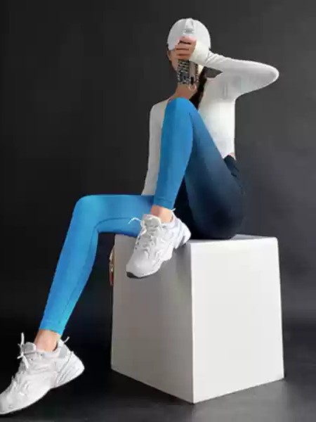 Kadınlar için degrade yoga pantolonları, ince yüksek belli kalça kaldırma elastik koşu fitness pantolonları, çabuk kuruyan, nefes alabilen profesyonel antrenman spor pantolonları