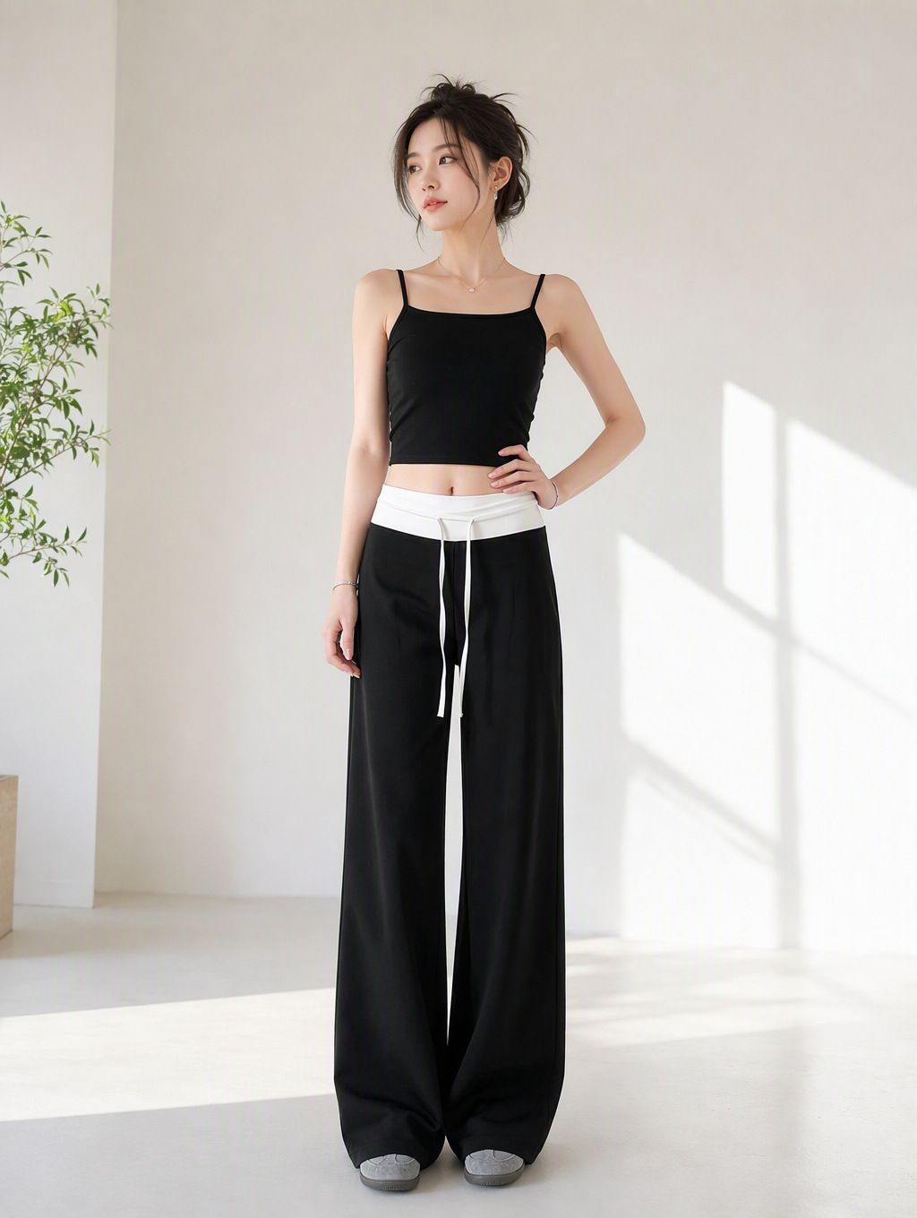 Color-block wide-leg yoga pants, quick-dry fabric