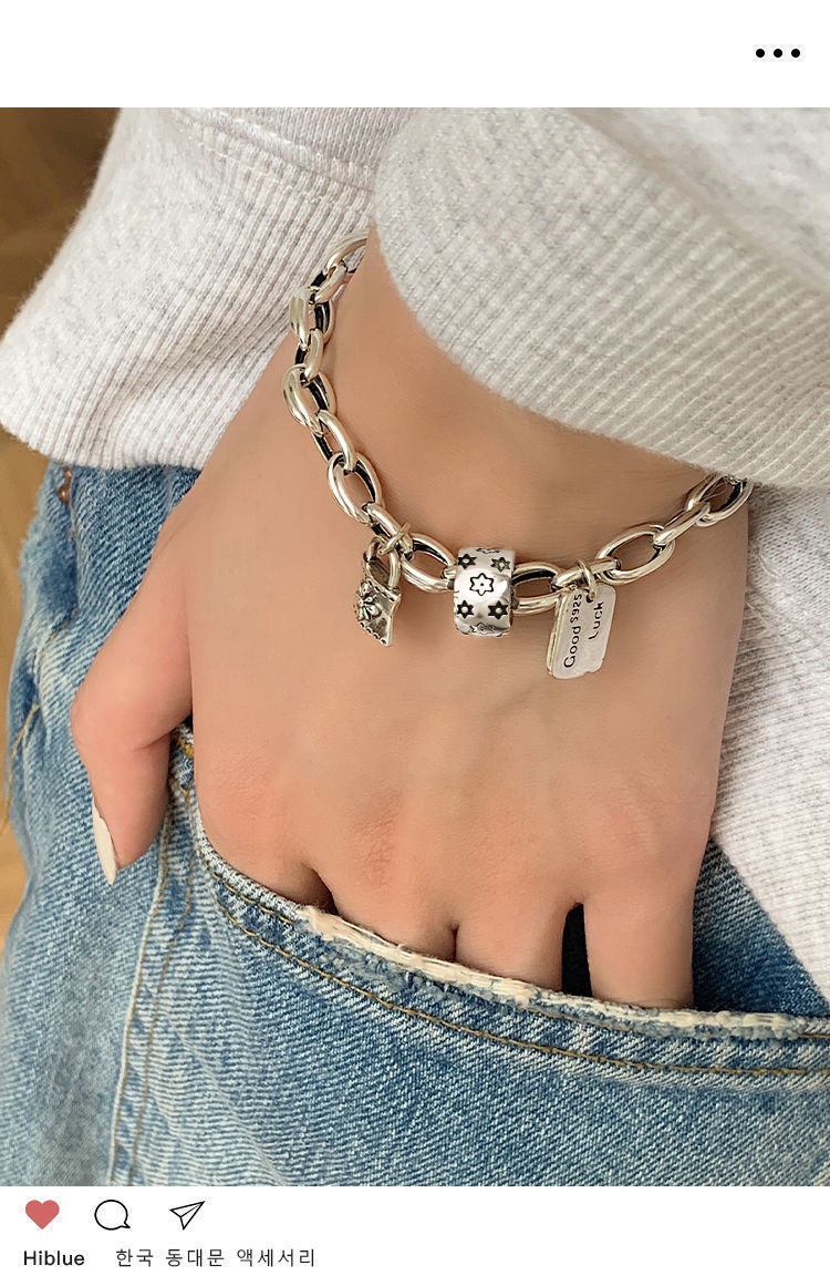 925 gümüş yıldız bilekliği, vintage stil