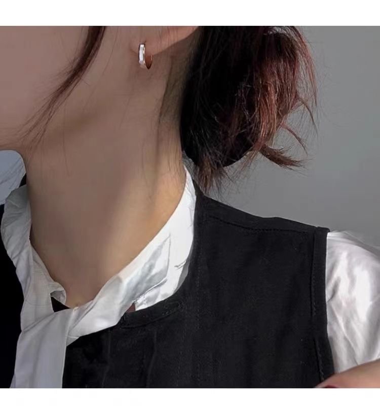 Minimalist ring earrings for women, flat design
