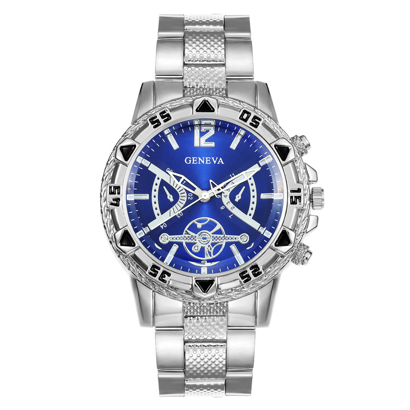 Men's wristwatch, steel strap, quartz, large dial