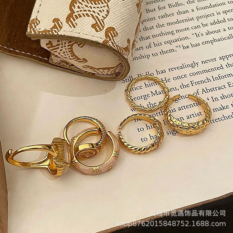 Gold egg-shaped gemstone stackable ring for women