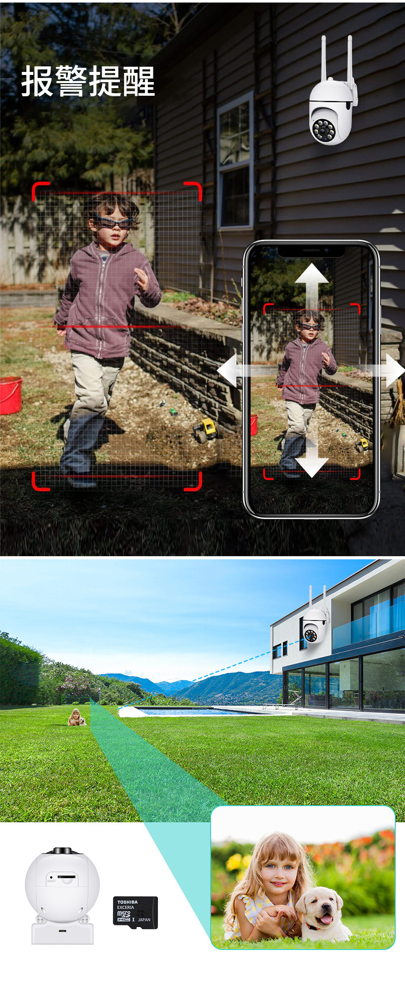A7 security camera, two-way audio, full color