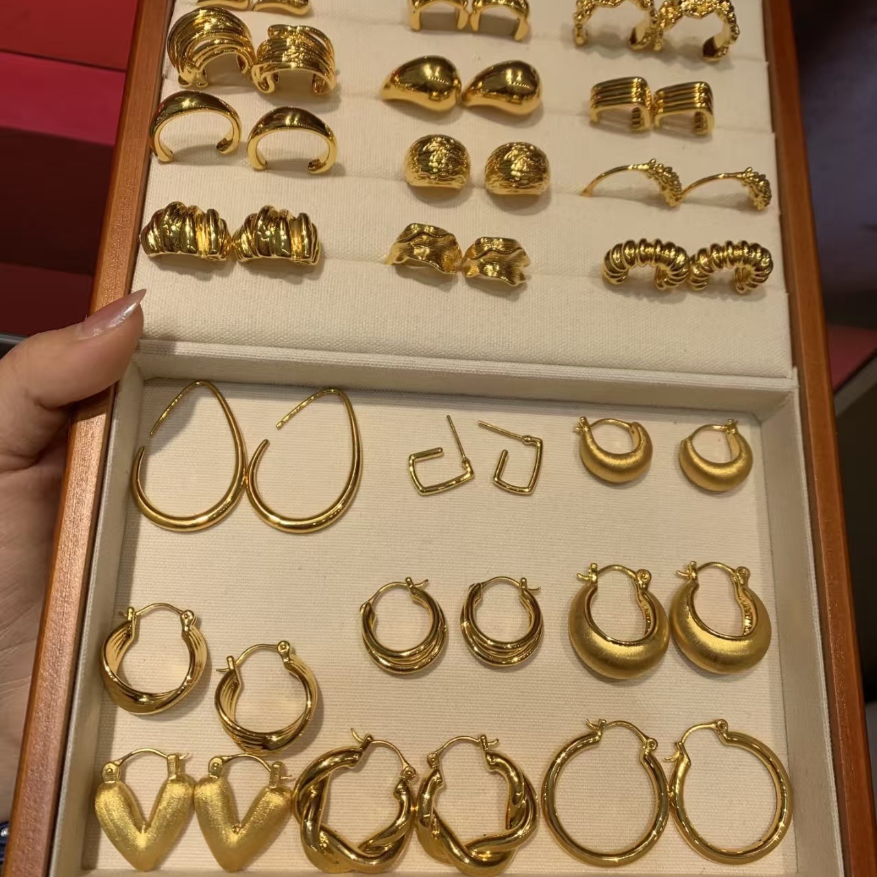 14K vergoldete geometrische Ohrringe, Vintage-Stil