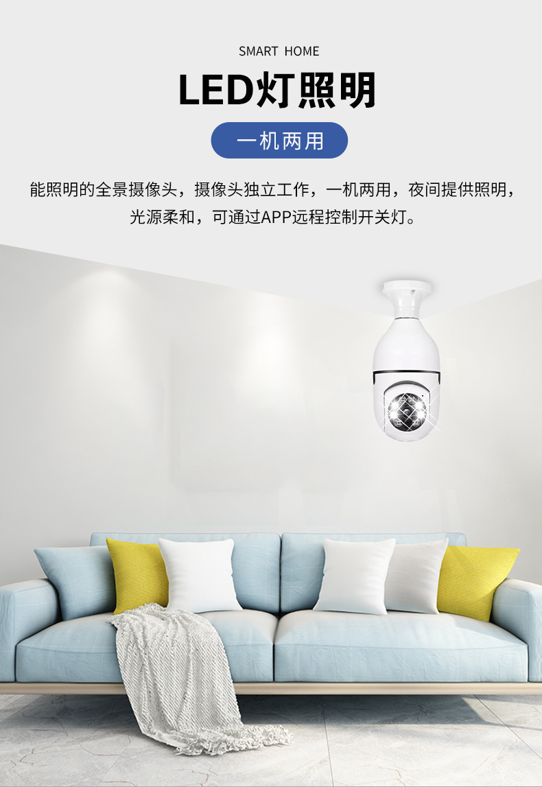 WiFi bulb camera, 1080p night vision, 2 megapixel
